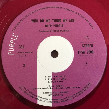 LP Deep Purple - Who Do We Think We Are (Purple)